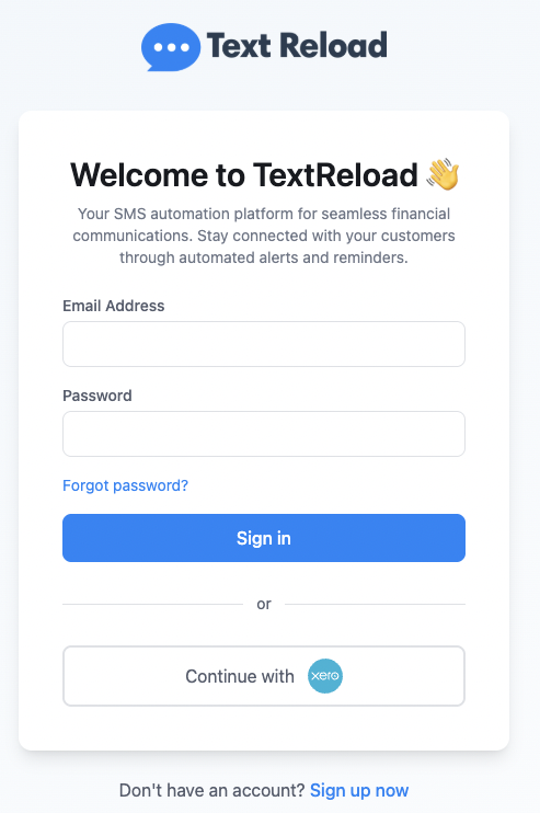 Text Reload login page