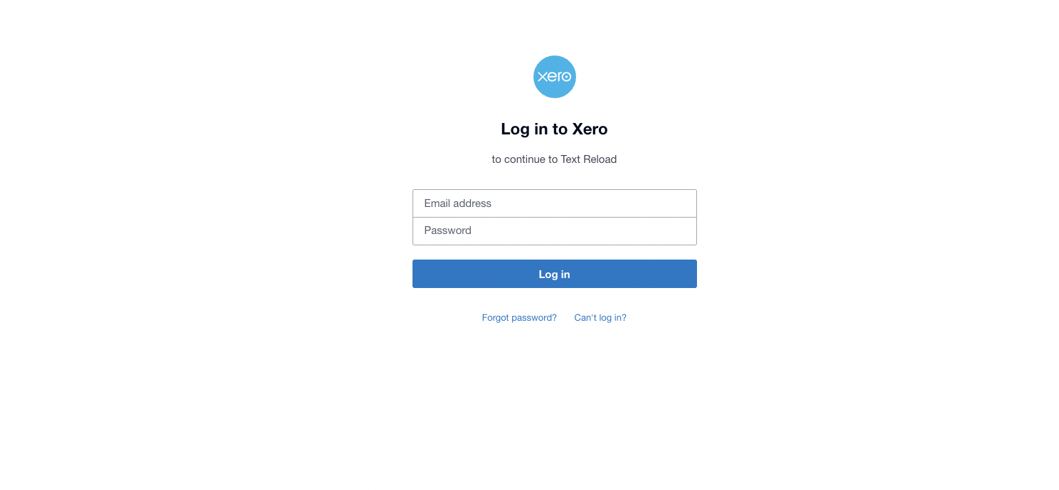 Xero login page